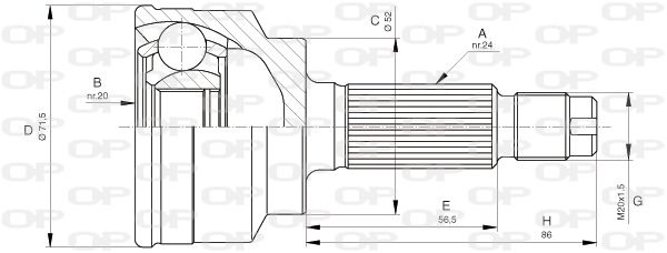 OPEN PARTS Nivelsarja, vetoakseli CVJ5255.10